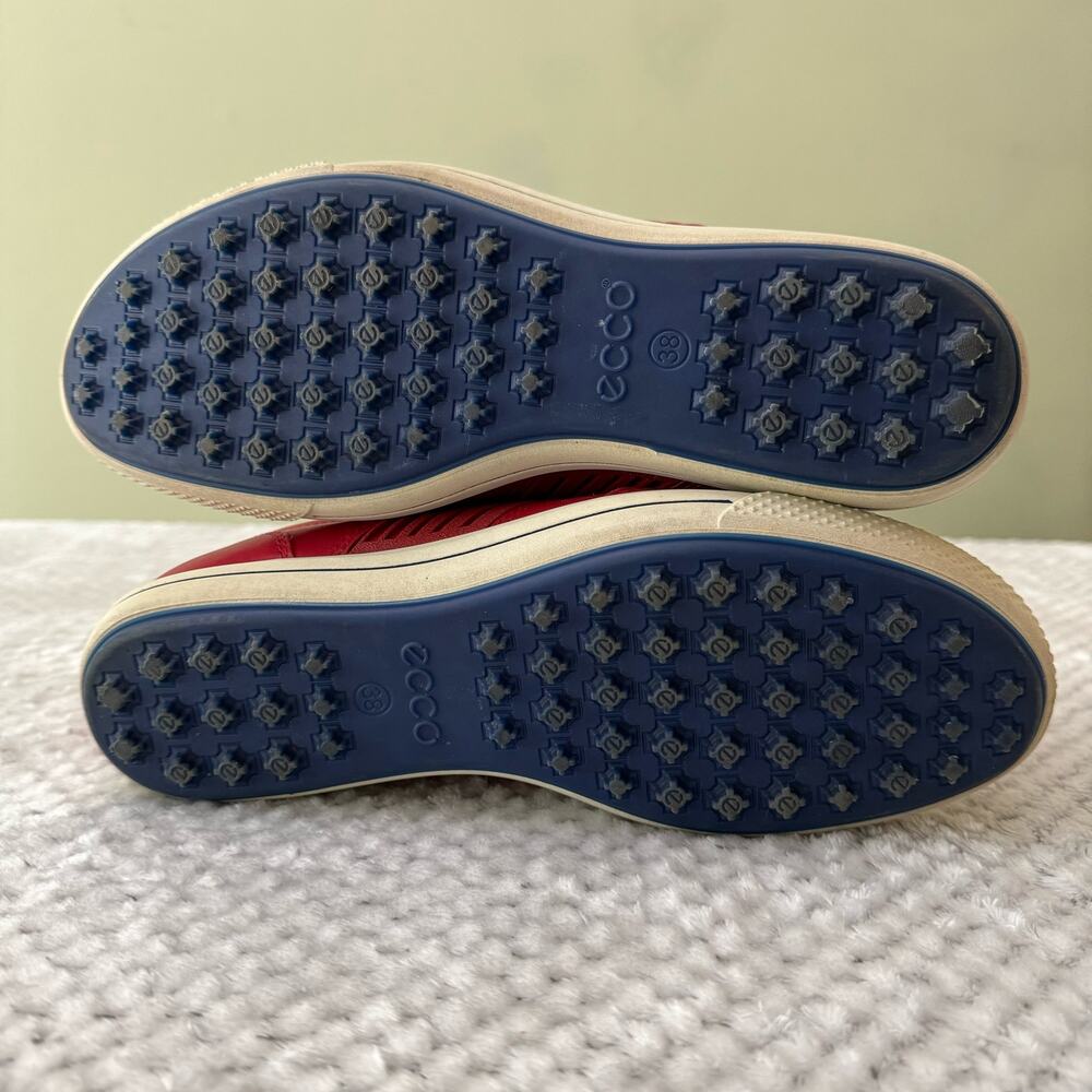 ECCO Golf Street Athletic Hydromax Sneaker Shoes Women 38 7/7.5US Red Leather - Picture 9 of 10